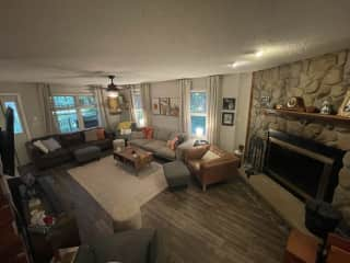 Living Room with wood burning fireplace