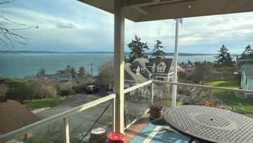 Looking out to our deck and the water beyond