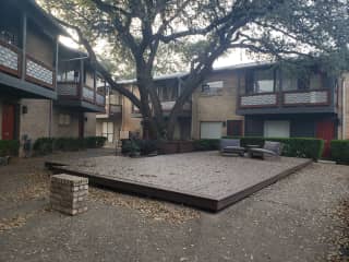 A view of the courtyard from the entrance to my condo