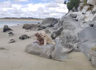 The girls at Mangawhai Heads beach.