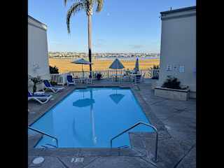 Pool area with bbq grills