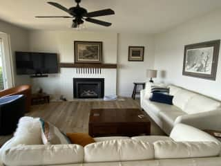 Living room - spacious with a cozy fireplace.