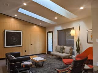 Front sitting room with skylights.