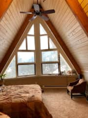 The main bedroom which is available to housesitters.