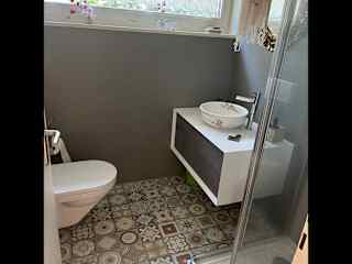 Bathroom downstairs with shower