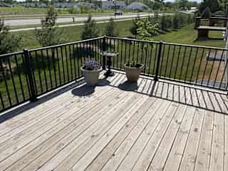 Deck off the back of the home.