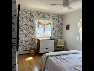 Second bedroom. Views of Twinlights Historic Lighthouse and Hartshorne Woods State Park.