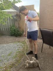 strings are the best cat toys! 
here with sweet Penny in the Netherlands...