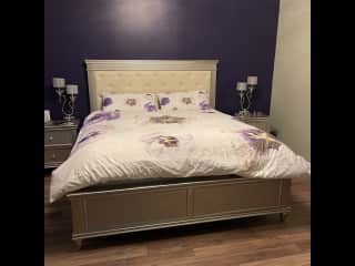 King guest bedroom, with en suite and adjoining sitting area with gas fireplace