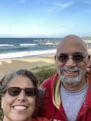 Bill and I on our first trip to the Outer Banks, stayed right next to the beach!