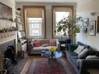 Living room on the second floor with lots of light