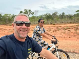 Shaun & I riding around Broome