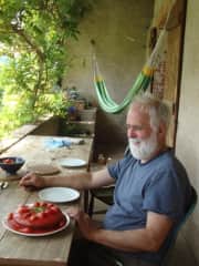 Tom on verandah