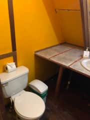 Half bathroom upstairs, close to the bedroom