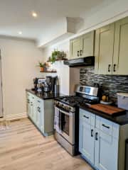 Kitchen with coffee station in corner