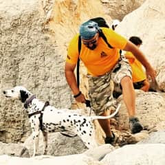 Hiking with Dotty (our rescue Dalmatian) in United Arab Emirates - 2016