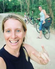 Our family loves biking around town!