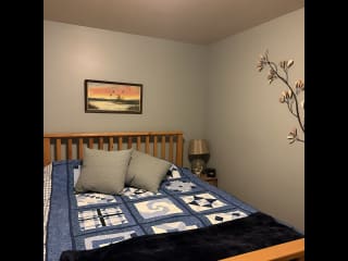 Guest room with new organic queen mattress.