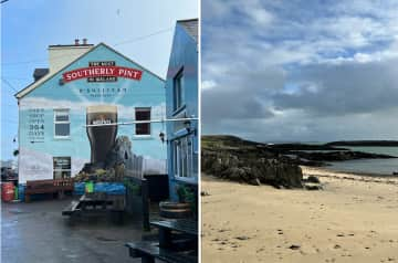 Crookhaven, West Cork 35 min by car - stop into O'Sullivans Pub for lunch, a bowl of the most delicious seafood chowder and brown bread. 
Barleycove beach is just down the road for a lovely walk along the beach.