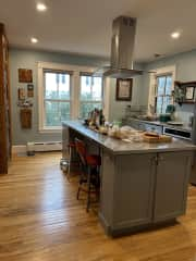 Kitchen that opens up to a dinning room with a table for 8 - great working space.