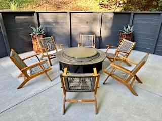 Our Solo Stove Yukon firepit also serves as a table for entertaining.