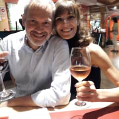 Me and my husband in La Rioja (Spain) BODEGAS Marqués de Riscal