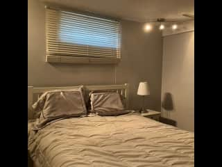 Large basement bedroom. Queen bed