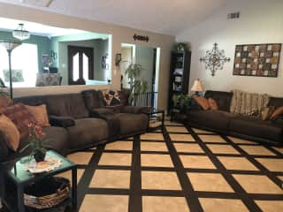 Living room, multiple recliners to watch tv & relax with the dogs