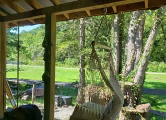 The view from the deck looking towards the rail trail.