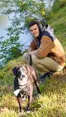 Jeremy with Beemo, who we cared for in Scotland