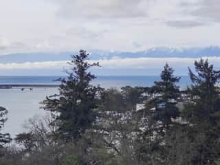 view from the balcony to Olympic Peninsula.