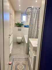 Small bathroom but clean and has everything you need.