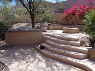 Back yard grill and fire pit.