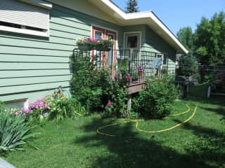 Our cozy backyard - the deck is off the kitchen so nice for outdoor dining.