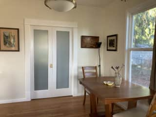 Dining area; doors are to bedroom