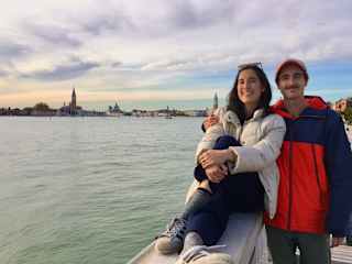 My partner Pierre and I enthralled by the views in Venice
