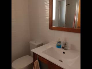 Bathroom with shower.