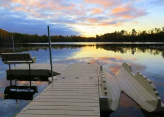 sunrise at our dock on Cable Lake