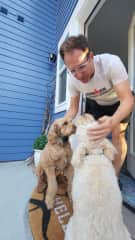 Visiting with Cam and Fletcher.