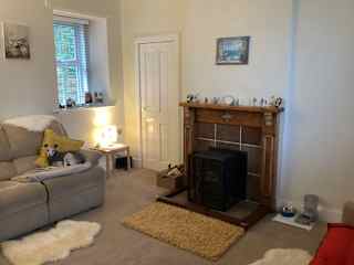 Original fireplace with dual burning stove