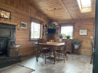 Dining room table and window views