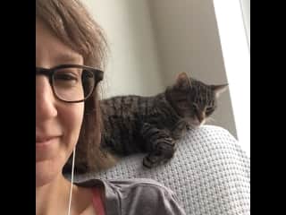 With Button, rescued from a shelter in Brooklyn, NY
