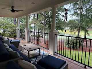 Back porch overlooking pond
