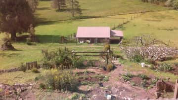 View  from house over the garden to the sheep barn