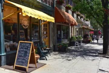 Shops and restaurants in Chestnut Hill.