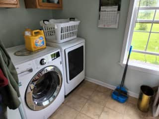 Washer and dryer on first floor, just off the kitchen.