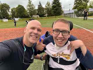 My friend at our annual softball game benefitting special needs.