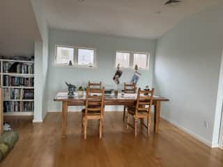 Bonus room on second floor with large dining table