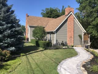 Side view of the house and the path to our back deck