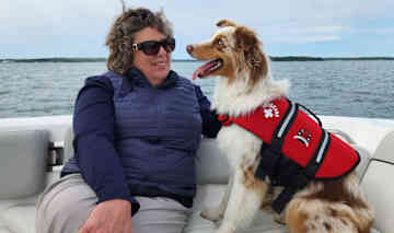 Yudi’s first boat! All sorts of new experiences for our pup pal Yudi  - walking out on a dock, getting in a boat, and cruising around the Portland, Maine waterways. She was a real adventurer and loved having the wind in her face on the boat.